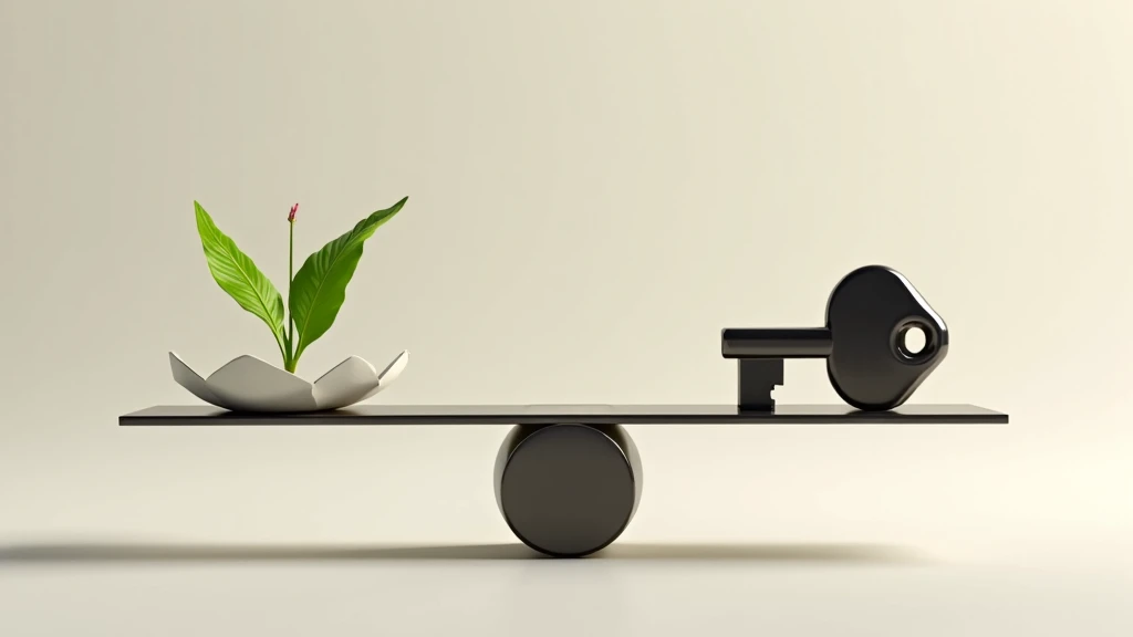 Imagen conceptual de una balanza de precisión. Un lado sostiene una planta vibrante que simboliza la pasión y el crecimiento intrínseco. El otro lado sostiene un objeto geométrico metálico pulido y pesado, que representa la necesidad pragmática y la ventaja laboral. Metáfora visual del dilema de la Formación Continua y el Desarrollo Profesional.