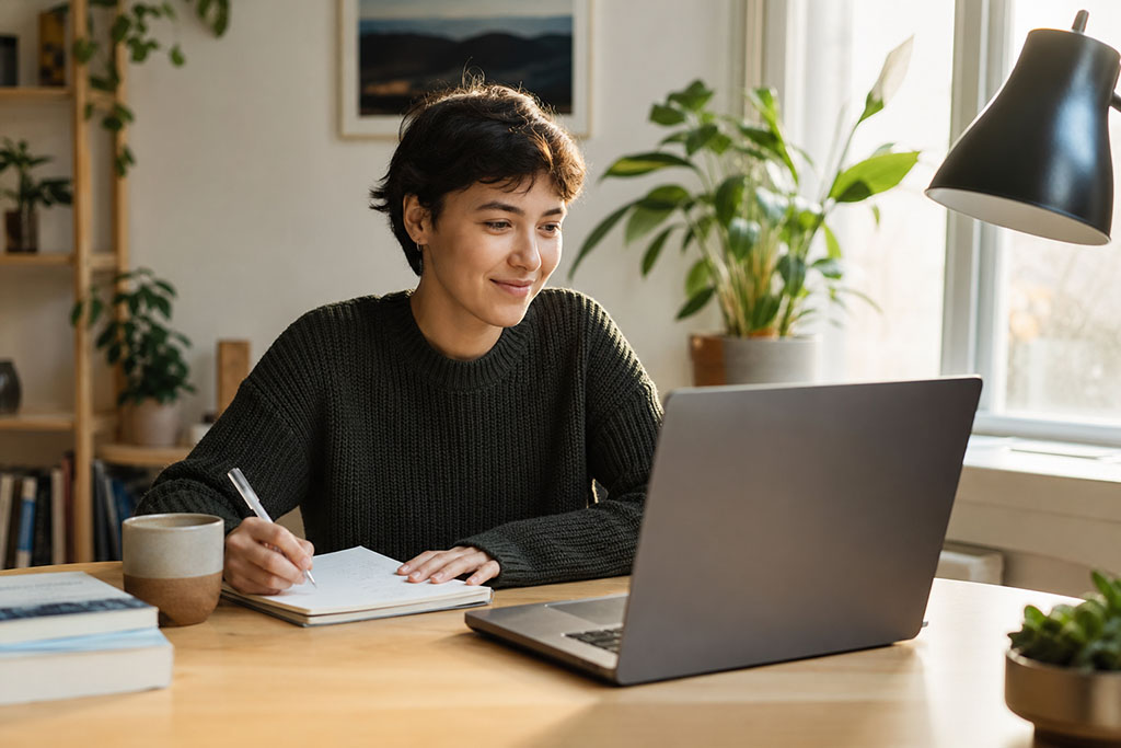 Persona estudiando un curso online desde casa para mejorar su empleabilidad en 2026
